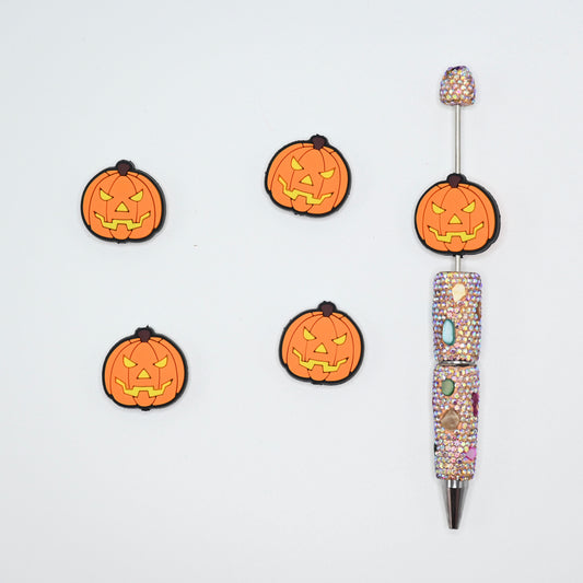 Halloween Evil Pumpkin Ghost Face Silicone Focal Beads For Pen