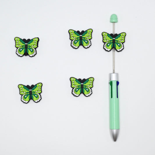 Green Butterfly Silicone Focal Beads For Pen