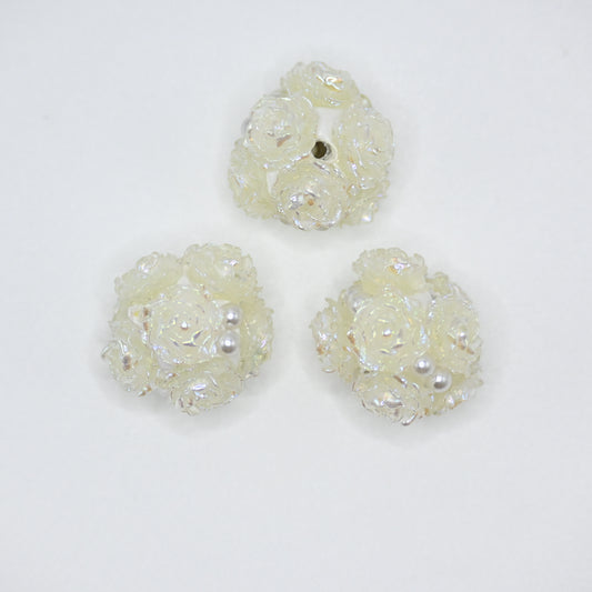 White Flower Shape Rhinestones for Beadable Pens Keychain Making