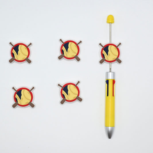 Tow Baseball Bats and Baseball Silicone Focal Beads For Pen