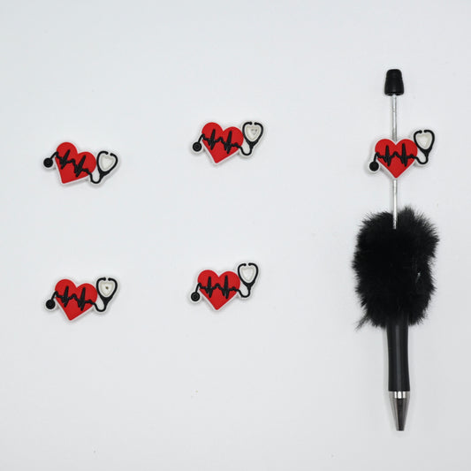 Heart Beat with Stethoscope Silicone Focal Beads For Pen