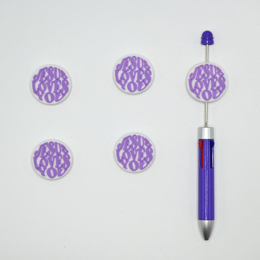 Jesus Loves You Silicone Focal Beads For Pen