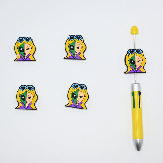 Alien and Girl With Golden Hair Silicone Focal Beads For Pen