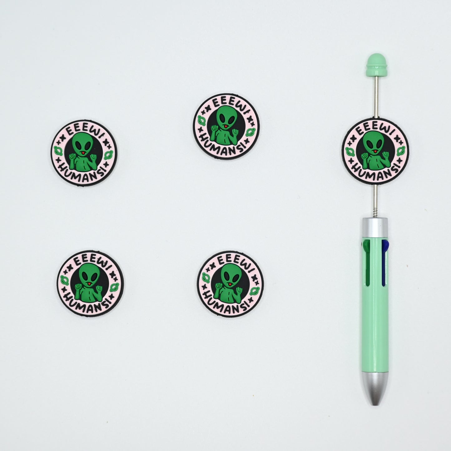 Green Alien Silicone Focal Beads For Pen