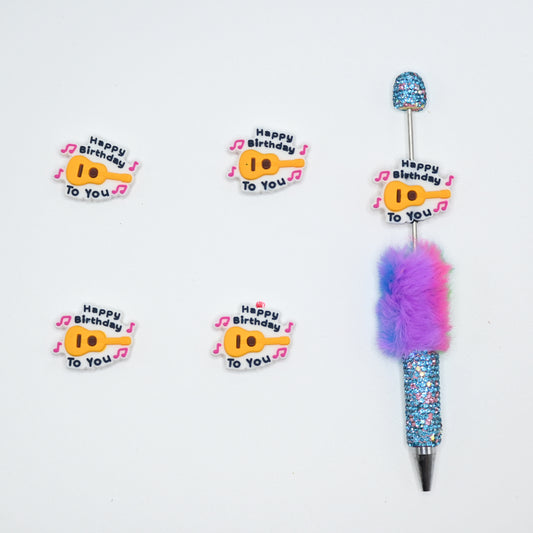 Happy Birthday to You with Guitar Music Silicone Focal Beads For Pen