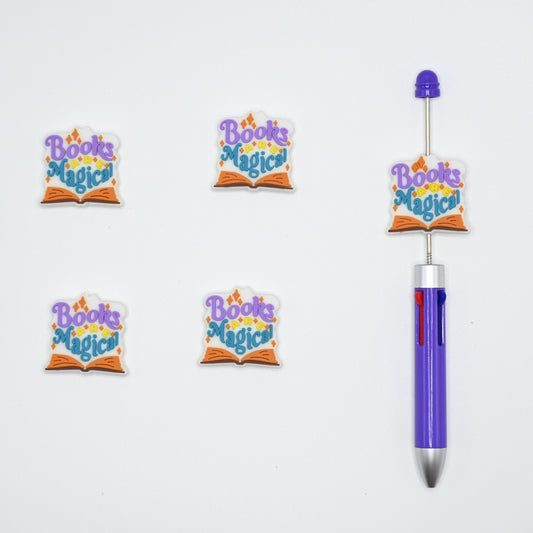 Books are Magical Silicone Focal Beads For Pen
