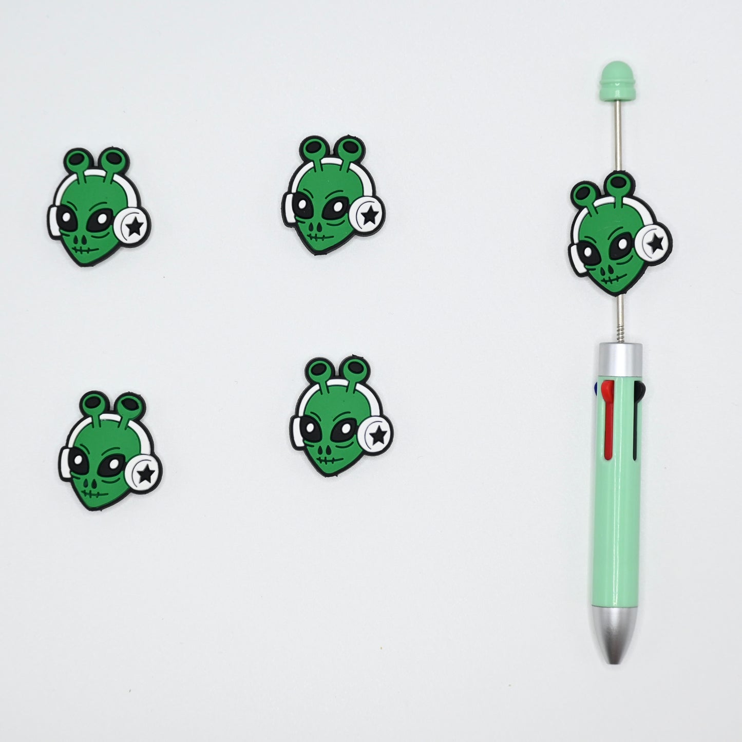 Alien with A Headset in His Head Silicone Focal Beads For Pen
