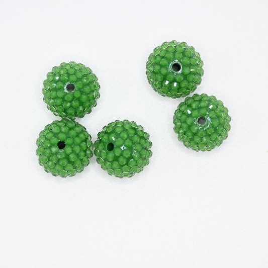 20mm Green Color Round Beads with Rhinestones Bling Beads