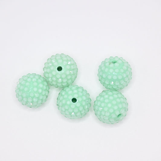 20mm Light Green Color Round Beads with Rhinestones Bling Beads