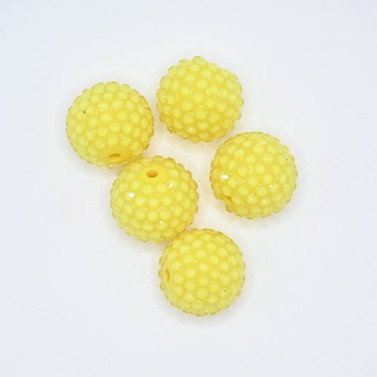 20mm Yellow Color Round Beads with Rhinestones for Keychains