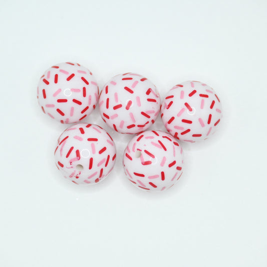 20mm Pink Candy Pattern Round Beads for Bracelets