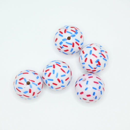 20mm Red and Blue Color Candy Pattern Round Beads for Bracelets