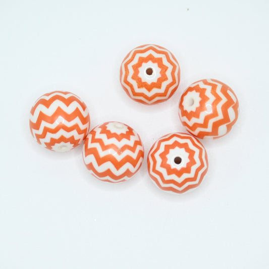 20mm Orange Layered Pattern Round Beads Large Spacer Bead for DIY Pens