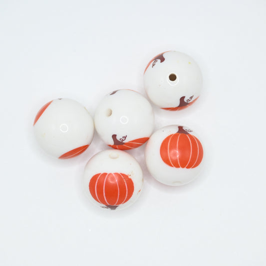20mm Pumpkin Pattern Round Beads Large Spacer Bead for DIY Pens