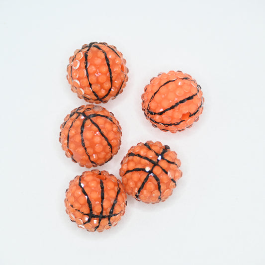 20mm Basketball Pattern Round Beads with Rhinestones Large Spacer Bead for DIY Pens