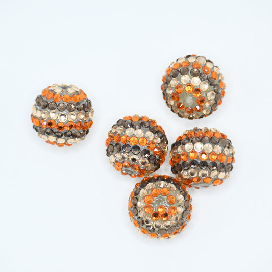 20mm Golden Layered Round Beads with Rhinestones Large Spacer Bead for DIY Pens