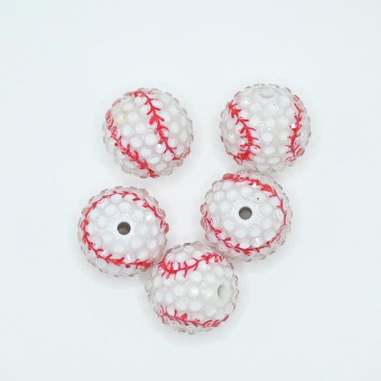 20mm Baseball Beads with Rhinestones Large Spacer Bead for DIY Pens
