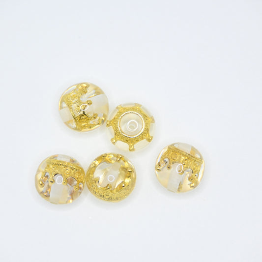 20mm Transparent Beads with Golden Crown inside Large Spacer Bead for DIY Pens