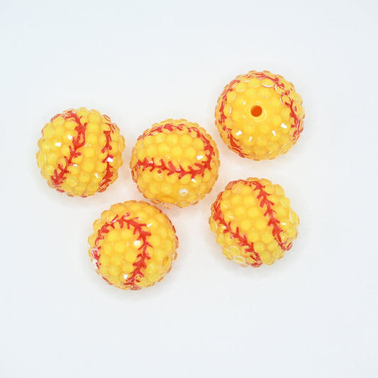 20mm Yellow Color Baseball Rhinestones Beads for Bracelet Jewelry Making