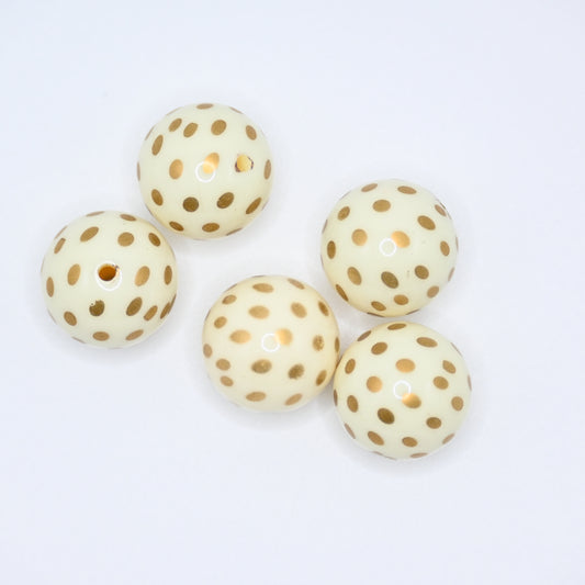 20mm White Color with Golden Spots Beads for Bracelet Jewelry Making