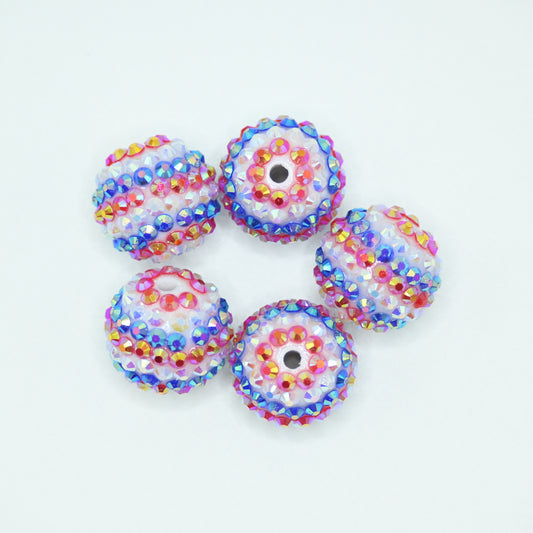 20mm Blue, White and Red Color Layered Rhinestones Beads for Bracelet Jewelry Making