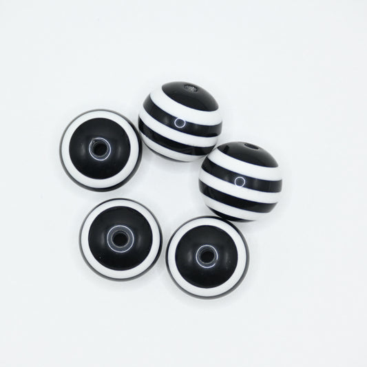 20mm Black and White Color Layered Beads for Jewelry Making