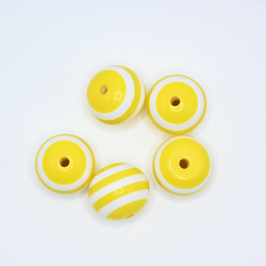 20mm Yellow and White Color Layered Round Beads for Jewelry Making