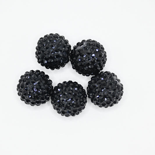 20mm Black Color Beads with Rhinestones Jewelry Making Supplies