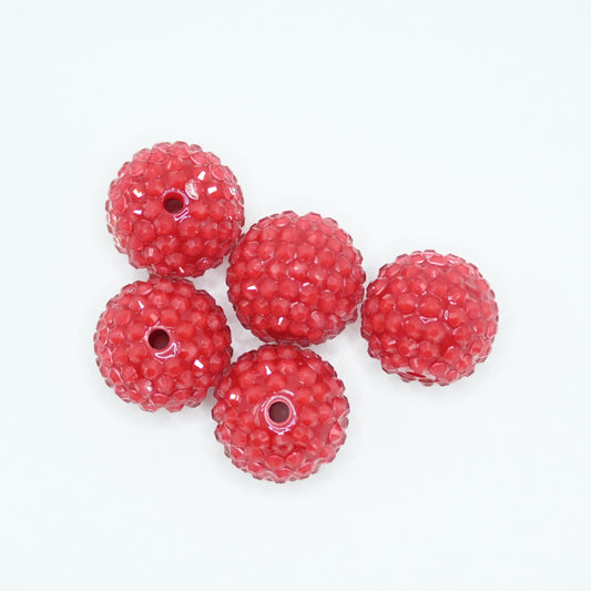 20mm Red Color Beads with Rhinestones Jewelry Making Supplies