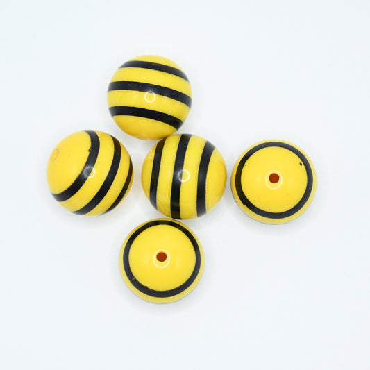 20mm Yellow and Black Color Layered Beads Jewelry Making Supplies