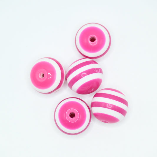 20mm Pink and White Layered Beads Jewelry Making Supplies