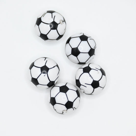 20mm Black and White Football Pattern Beads Jewelry Making Supplies