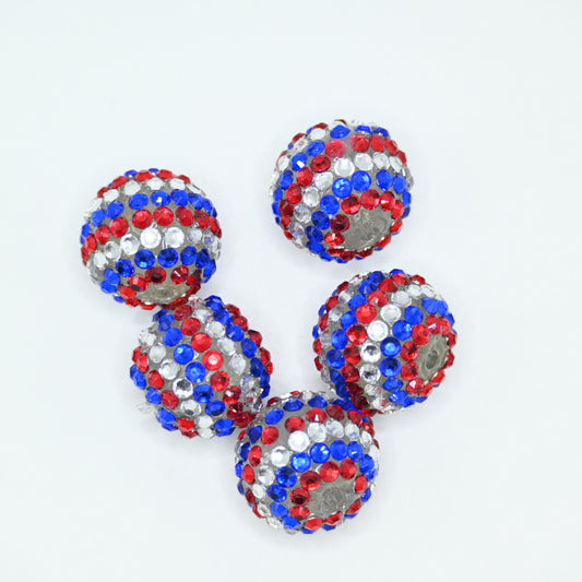 20mm Blue, Red and White Layered Beads Jewelry Making Supplies