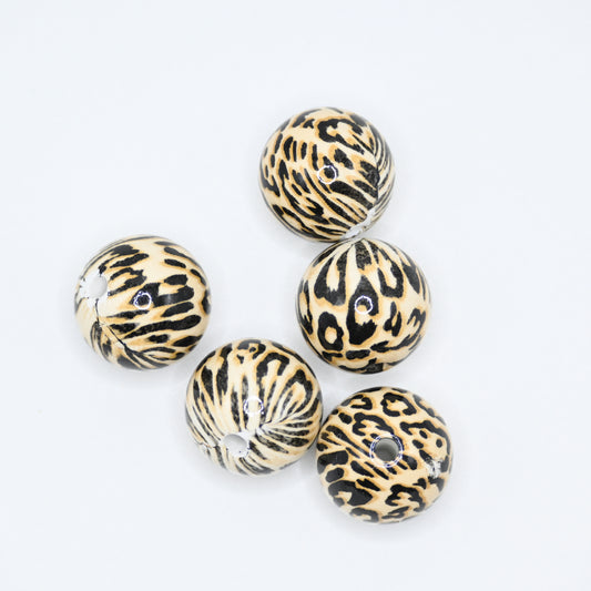 20mm Leopard Pattern Beads for Beadable Pens, and Focal Beads