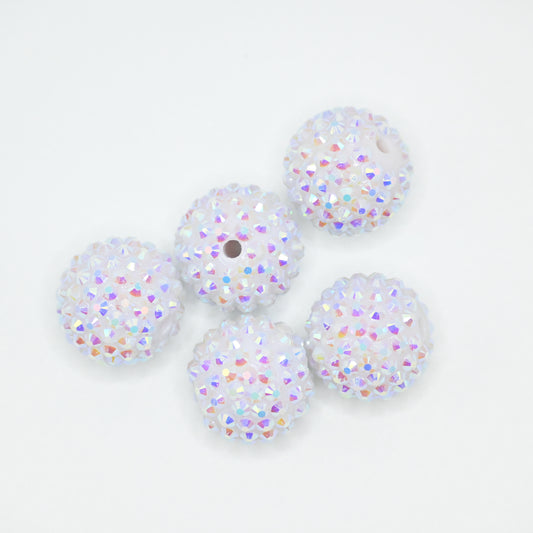 20mm White Color Beads with Rhinestones for Beadable Pens, and Focal Beads