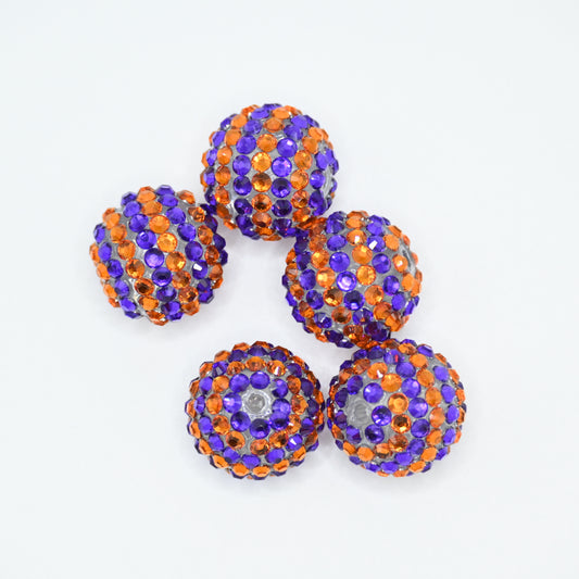 20mm Purple and Golden Color Layered Beads with Rhinestones for for DIY Pens Phone Chain Keychain