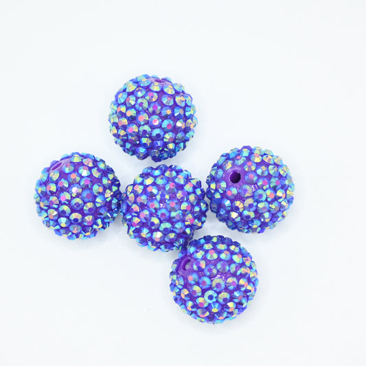 20mm Purple Beads with Colorful Rhinestones for for DIY Pens Phone Chain