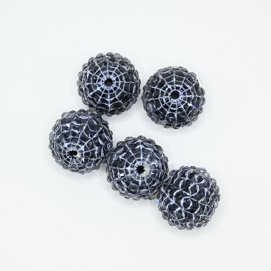 20mm Black Beads with White Spider Nets Rhinestones for for DIY Pens Phone Chain