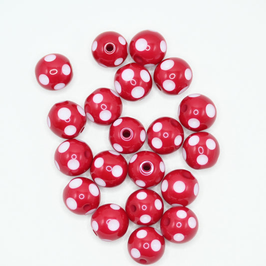 20pcs 10mm Red Beads with White spots for Jewelry Making DIY Handicrafts