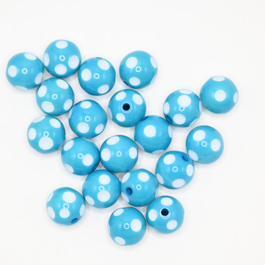 20pcs 10mm Light Blue Beads with White spots for Jewelry Making DIY Handicrafts