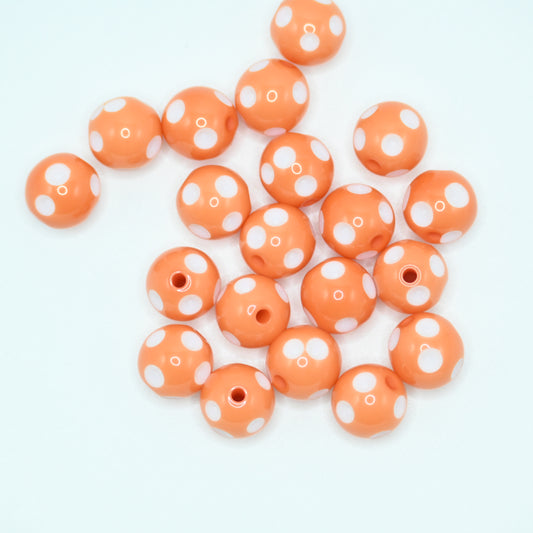 20pcs 10mm Orange Beads with White spots for Jewelry Making DIY Handicrafts