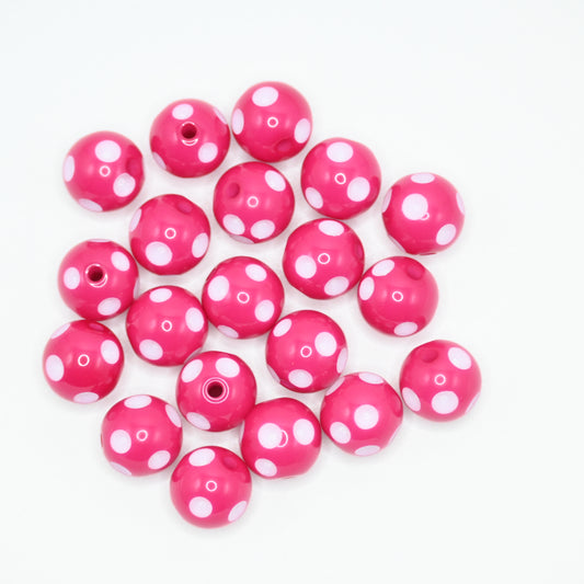 20pcs 10mm Pink Beads with White spots for Jewelry Making DIY Handicrafts