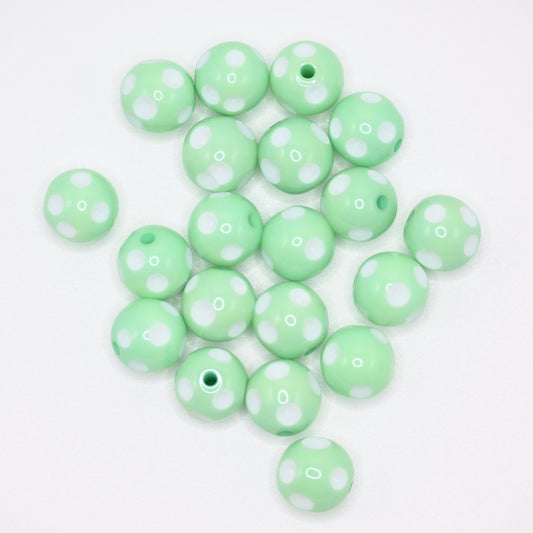20pcs 10mm Light Green Beads with White spots for Jewelry Making DIY Handicrafts