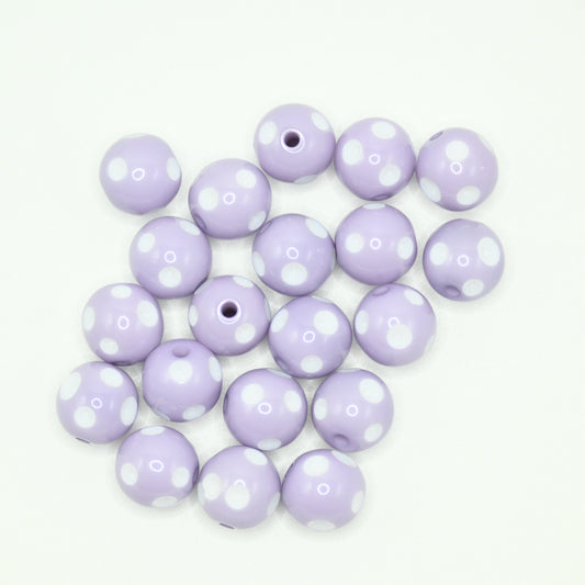 20pcs 10mm Purple Beads with White spots for Jewelry Making DIY Handicrafts