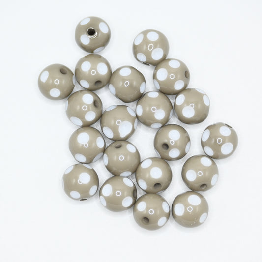 20pcs 10mm Gray Beads with White spots for Jewelry Making DIY Handicrafts