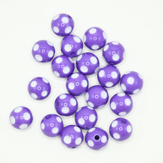 20pcs 10mm Purple Beads with White spots for Jewelry Making DIY Handicrafts