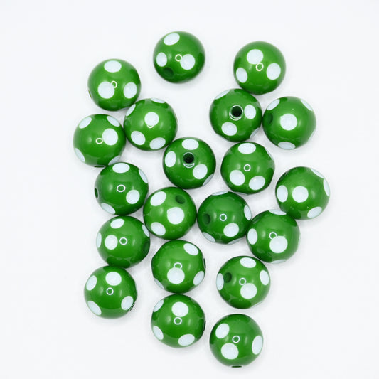20pcs 10mm Green Beads with White spots for Jewelry Making DIY Handicrafts