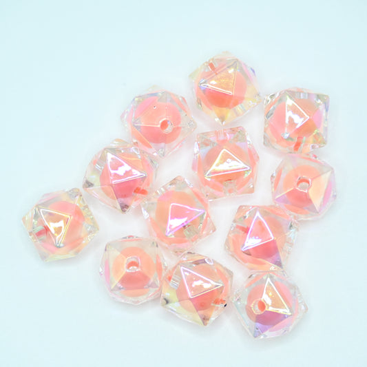 12pcs 20mm Acrylic Cube Beads with Little Orange Ball inside Square Faceted DIY Beading Hairband Bracelets Necklace Craft
