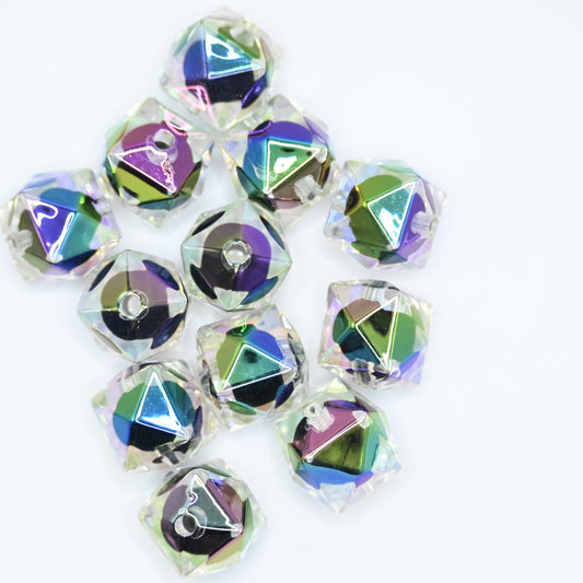 12pcs 20mm Acrylic Cube Beads with Little Black Ball inside Square Faceted DIY Beading Hairband Bracelets Necklace Craft