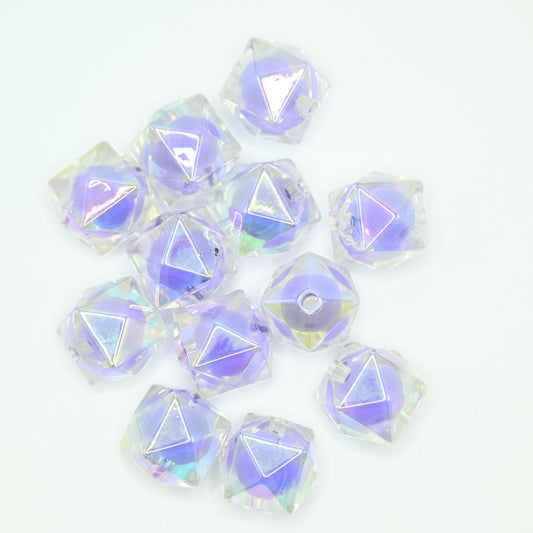 12pcs 20mm Acrylic Cube Beads with Little Purple Ball inside Square Faceted DIY Beading Hairband Bracelets Necklace Craft